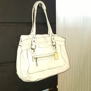 White coach satchel with ruffle
